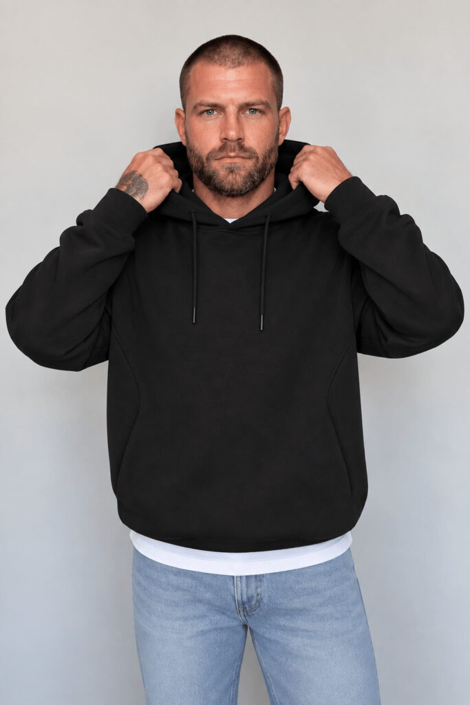 Худи унисекс «Премиум» с мягким велюр-эффектом с именной вышивкой (Черный)